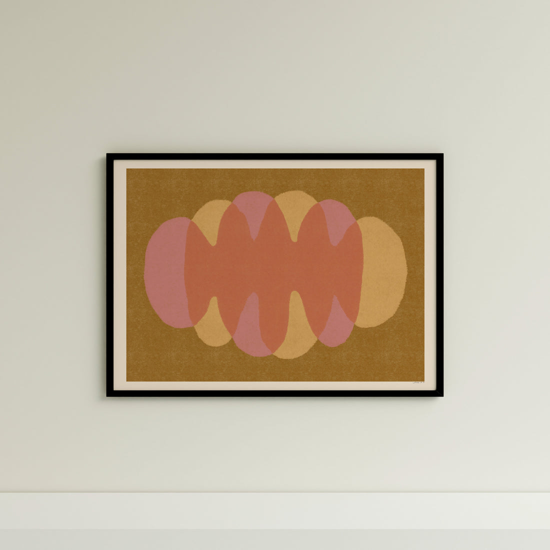 a painting hanging on a wall in a room
