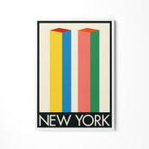 a picture of a new york poster hanging on a wall