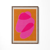 a pink and orange painting on a white wall