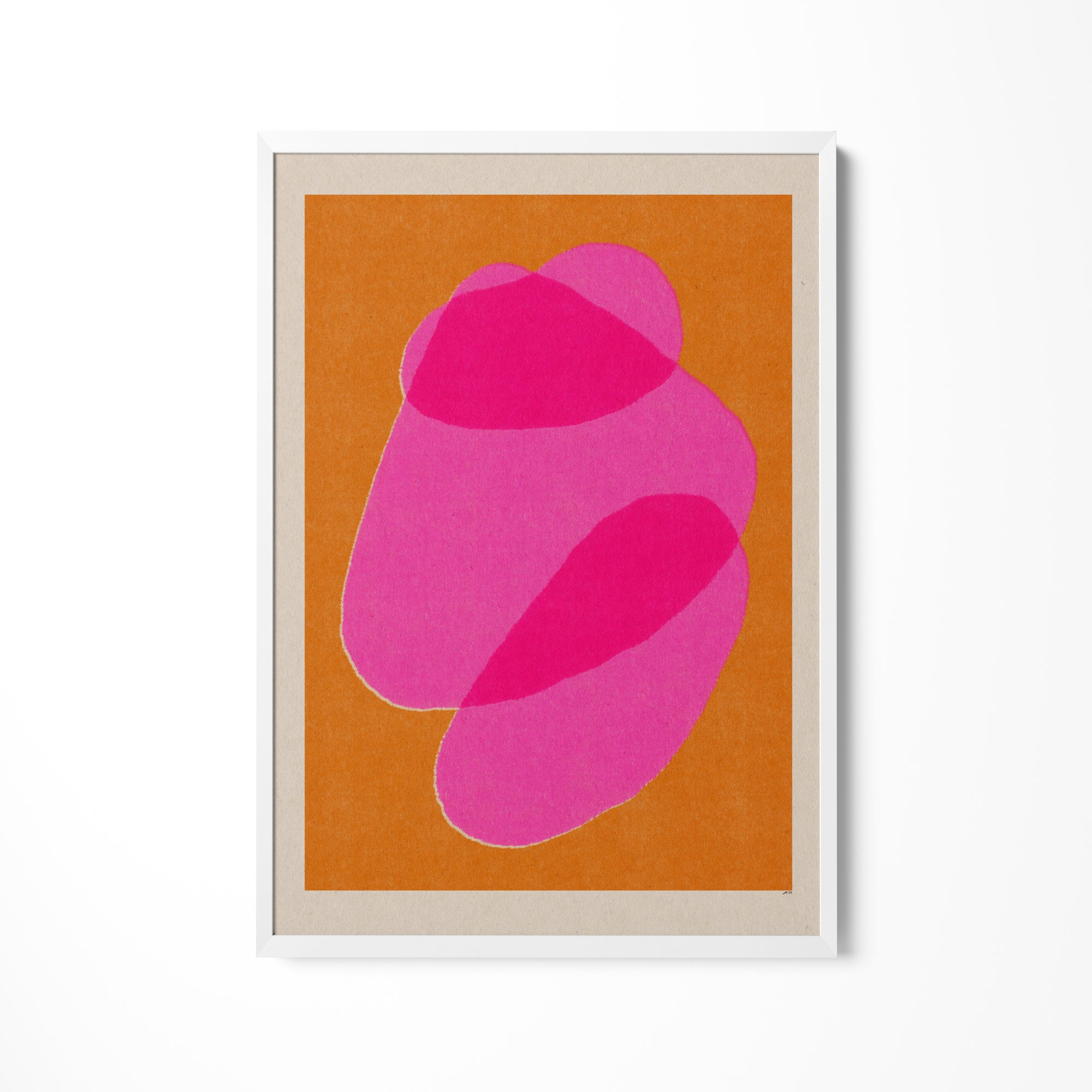 a picture of a pink object on an orange background