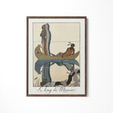 a painting of a man riding a boat with a snake on it