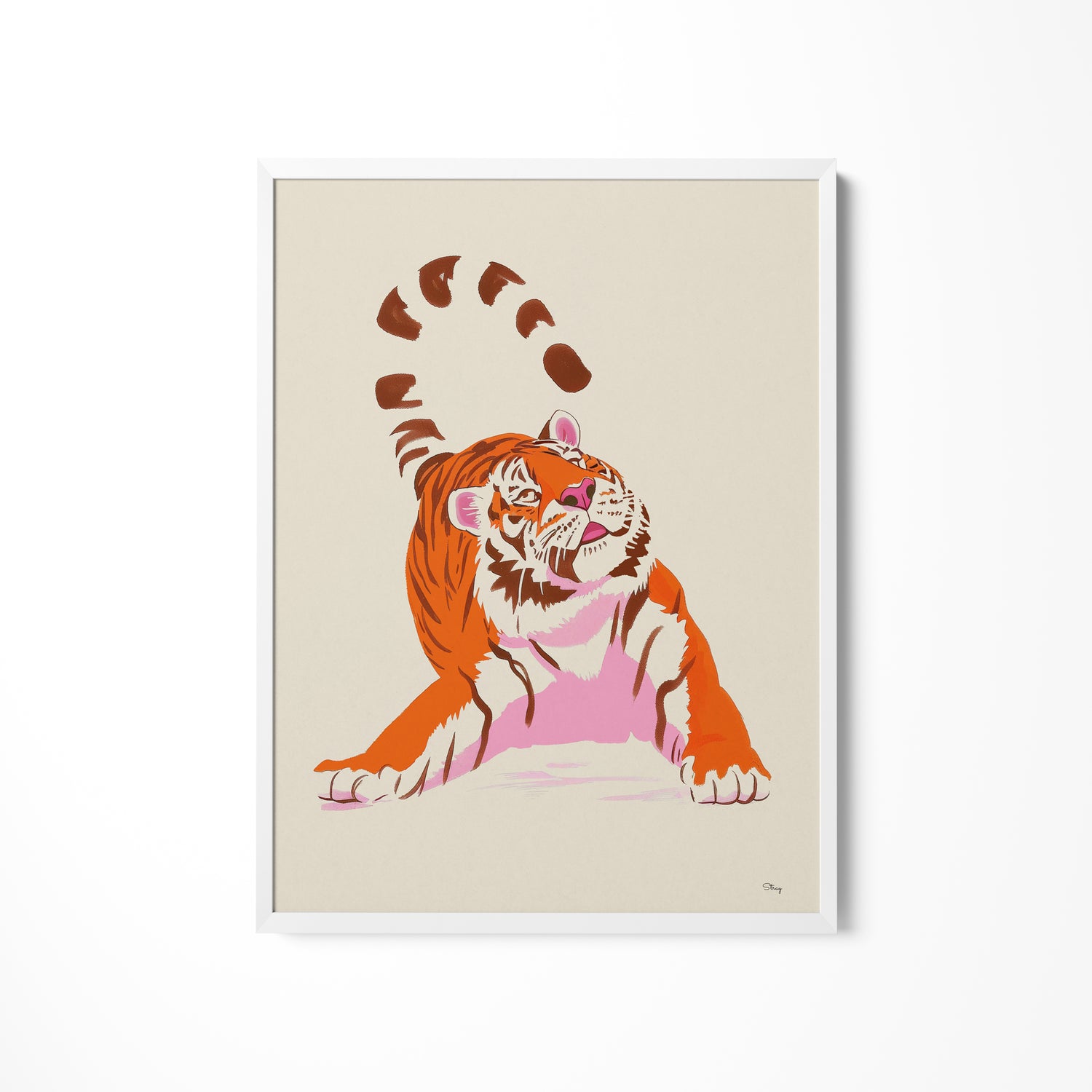 a picture of a tiger on a wall