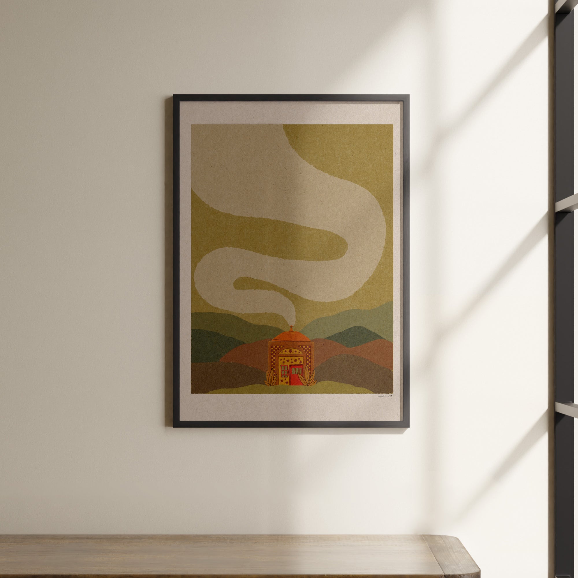 a picture hanging on the wall of a room