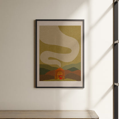 a picture hanging on the wall of a room