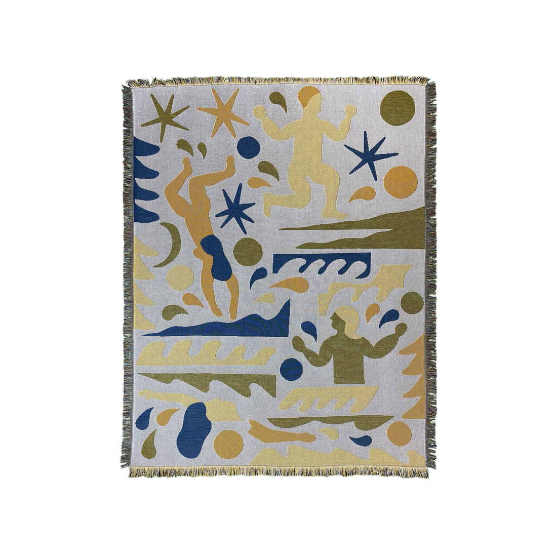 a square rug with a colorful design on it