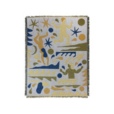 a square rug with a colorful design on it