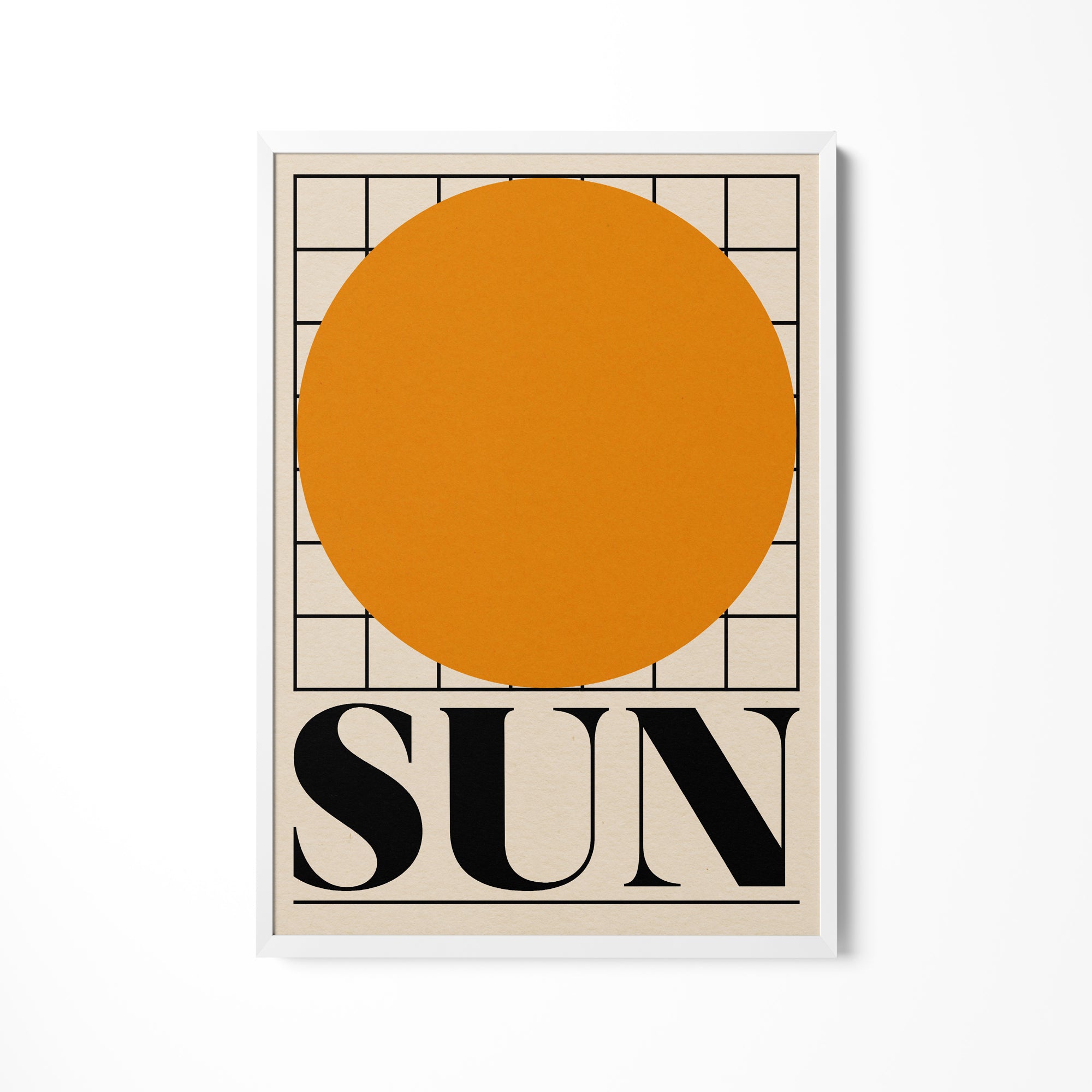 a picture of a sun on a white wall
