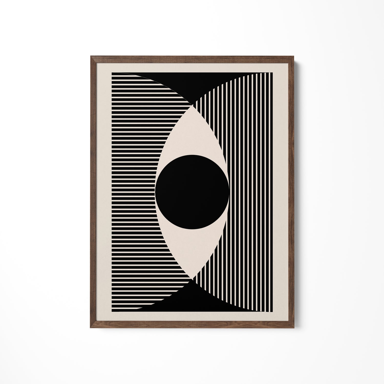 a black and white picture hanging on a wall