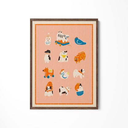 a picture of a picture of animals on a wall