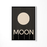 a black and white poster with the word moon on it