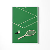 a picture of a tennis racket and ball