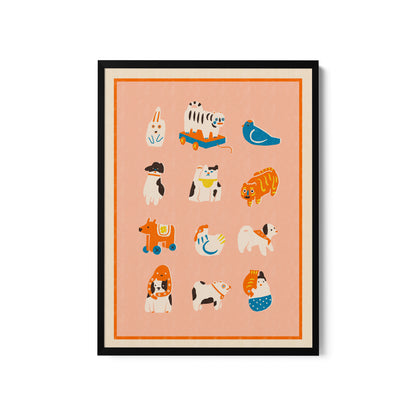 a picture of a picture of animals on a pink background