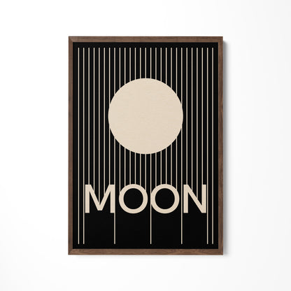 a black and white picture with the word moon on it