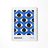 a picture of a blue and black pattern on a white wall