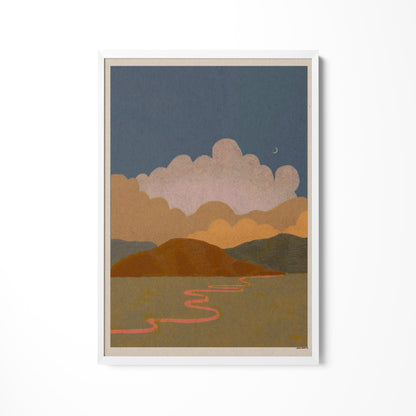 a painting on a wall of a landscape