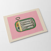 a card with a picture of a toothbrush in a container