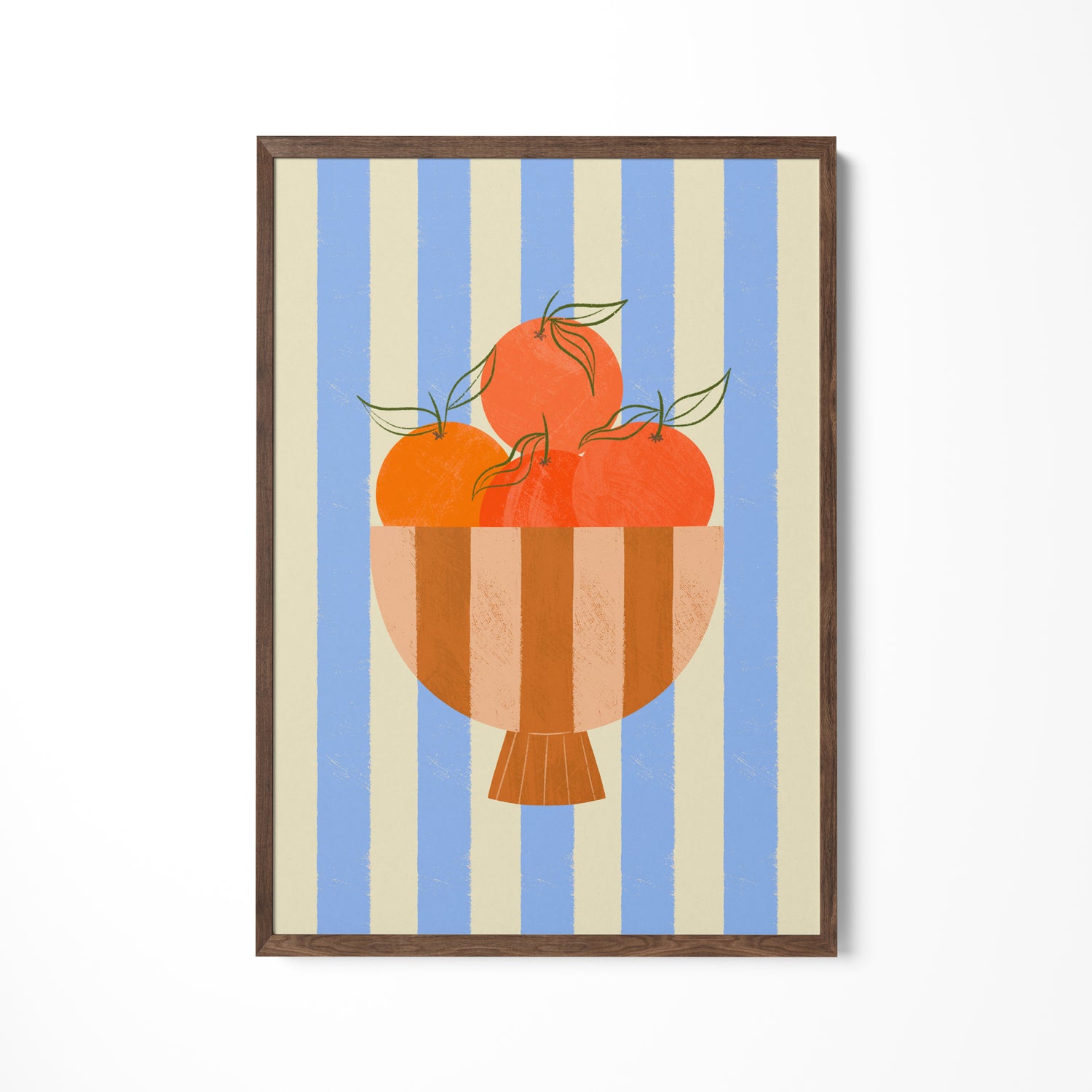 a painting of tomatoes in a striped bowl