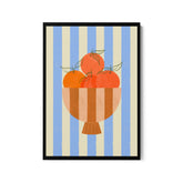 a picture of a bowl of tomatoes on a striped background
