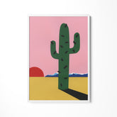 a painting of a cactus on a pink background