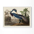 a painting of a blue heron standing on a branch