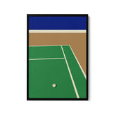 a picture of a tennis court with a ball in the middle