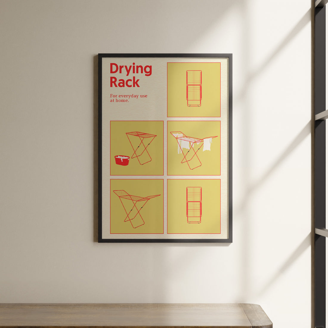 a poster hanging on the wall of a room