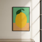 a picture of a lemon hanging on a wall