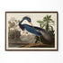 a painting of a blue heron standing on a branch