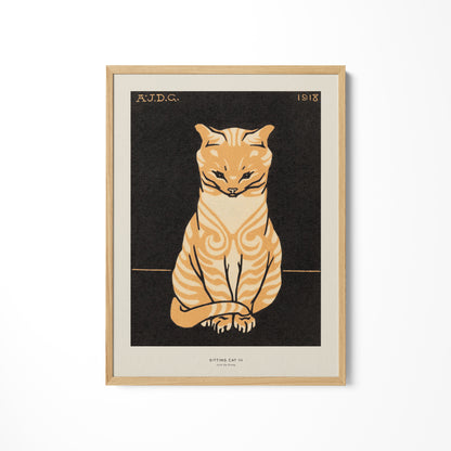 a picture of a cat on a white wall