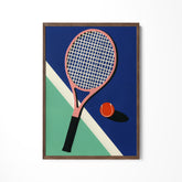 a painting of a tennis racket and ball