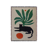 a black cat laying on top of a rug