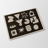 a black and white picture of various shapes