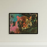 a picture of a tiger on a wall
