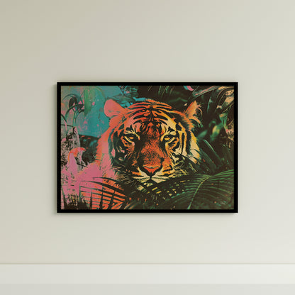 a picture of a tiger on a wall