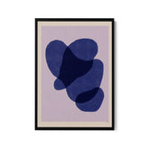 a blue and purple abstract painting on a white wall
