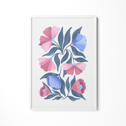 a painting of flowers on a white wall