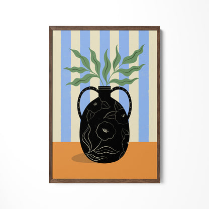 a painting of a vase with a plant in it