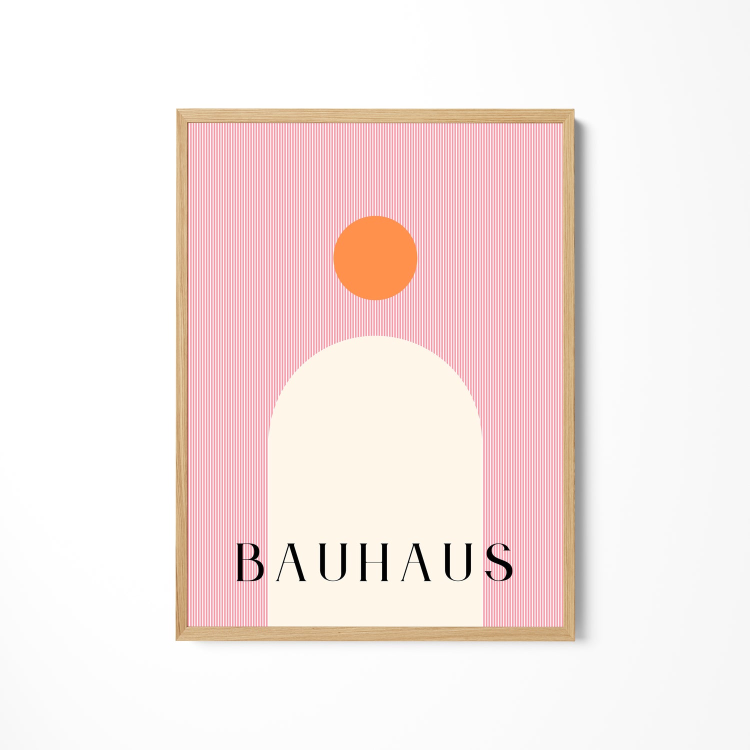 a pink poster with the word bauhaus on it