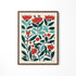 a painting of flowers and leaves on a white wall
