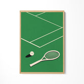 a picture of a tennis racket and ball
