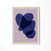 a blue and purple abstract painting on a white wall
