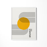 a white square with a yellow circle on it