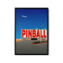 a picture of a pinball sign with a plane in the background