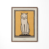 a picture of a cat on a white wall