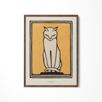 a picture of a cat on a white wall