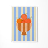a picture of tomatoes in a bowl on a striped background