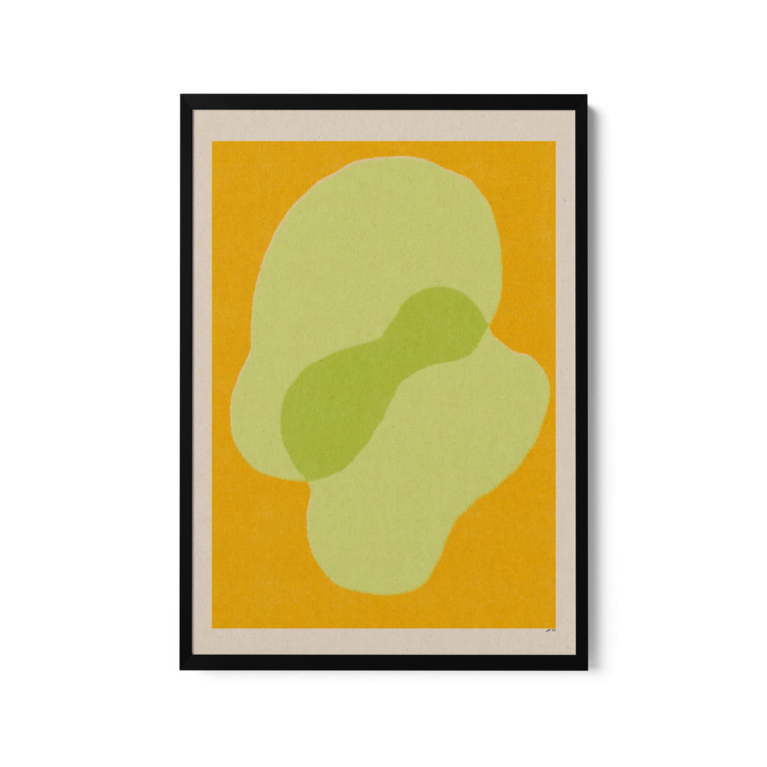 a picture of a green leaf on a yellow background