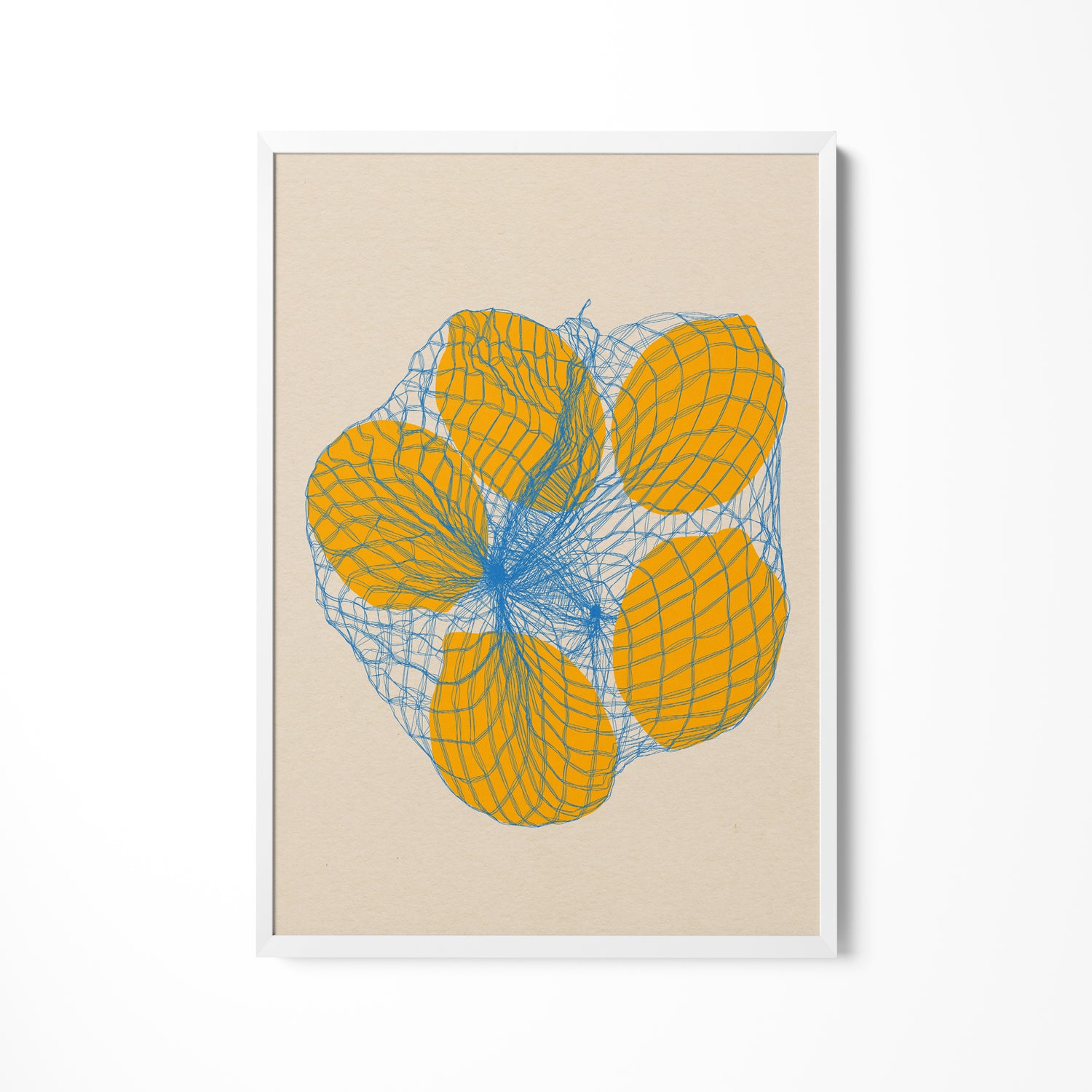 a picture of a bunch of oranges on a white wall