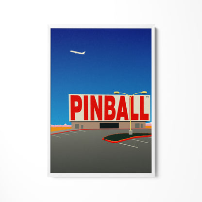 a picture of a pinball sign in a parking lot