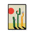 a picture of a cactus with a sun in the background